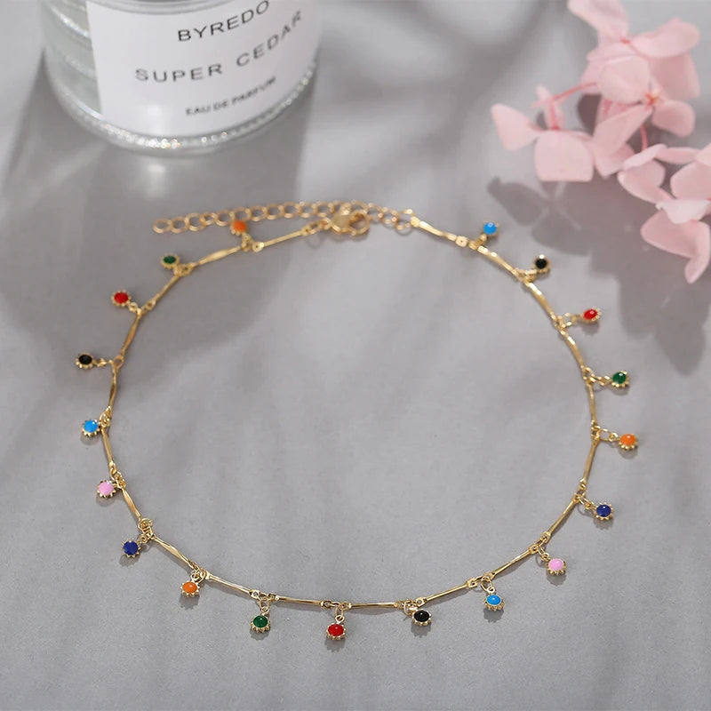 Colar Choker com Pingente e Tassel Colorido