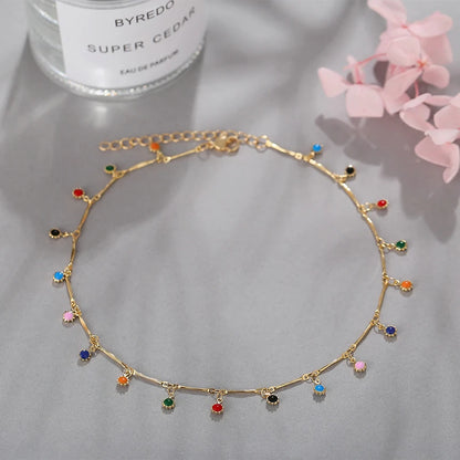 Colar Choker com Pingente e Tassel Colorido
