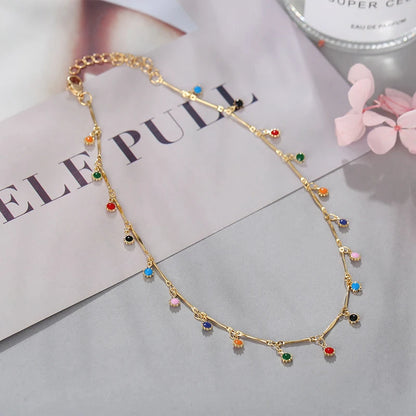 Colar Choker com Pingente e Tassel Colorido