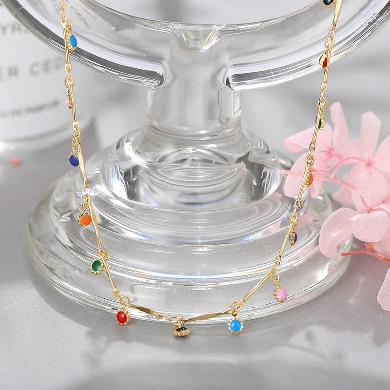 Colar Choker com Pingente e Tassel Colorido