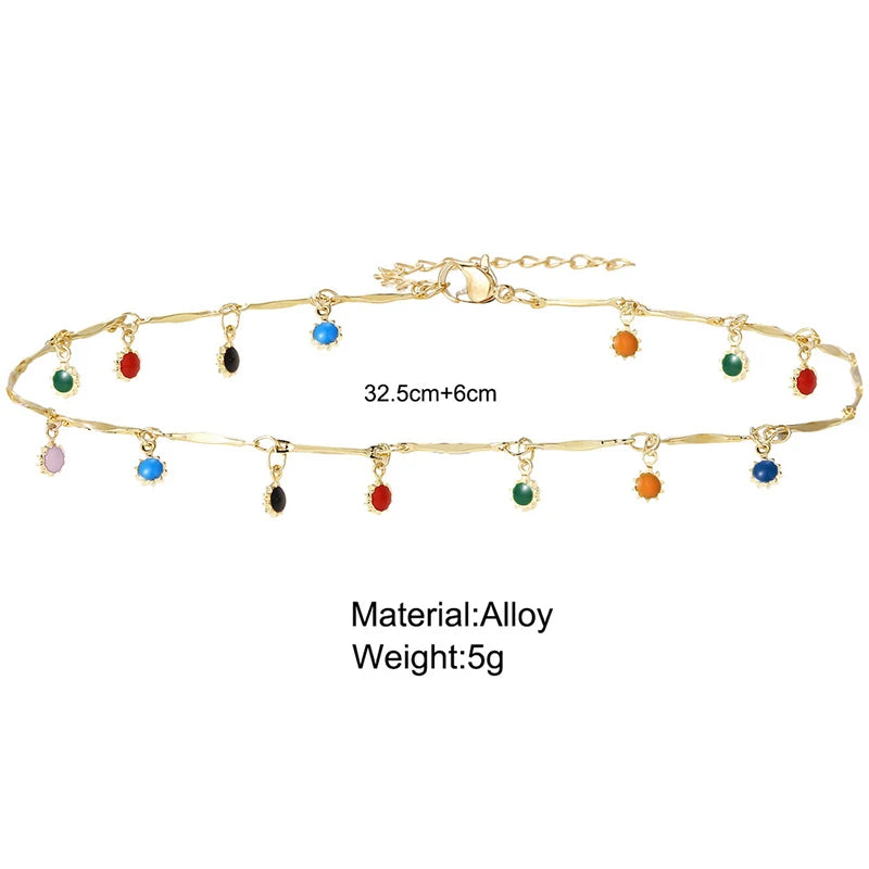 Colar Choker com Pingente e Tassel Colorido