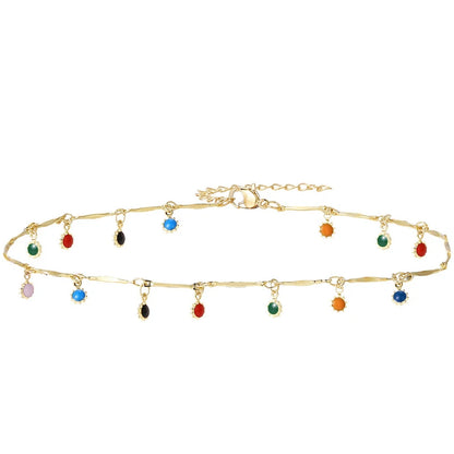 Colar Choker com Pingente e Tassel Colorido