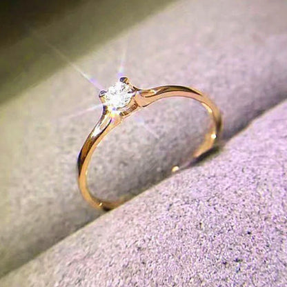Anel de Noivado Minimalista com Zirkônia 4mm