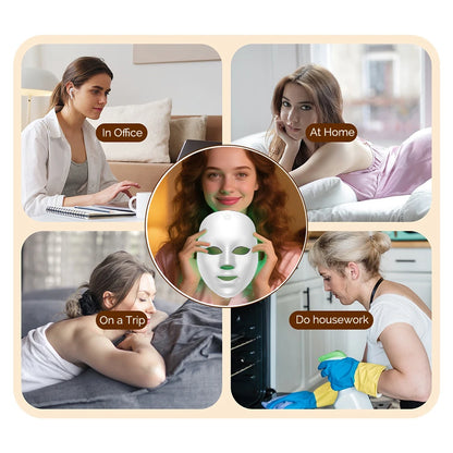 Máscara Facial LED Recarregável 7 Cores — Rejuvenescimento