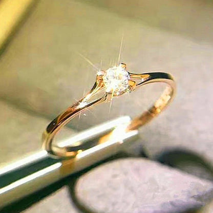Anel de Noivado Minimalista com Zirkônia 4mm