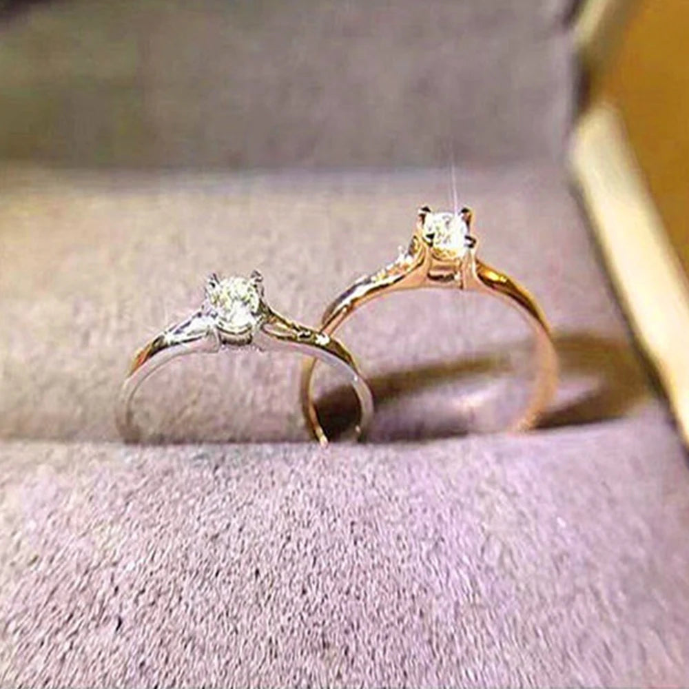 Anel de Noivado Minimalista com Zirkônia 4mm