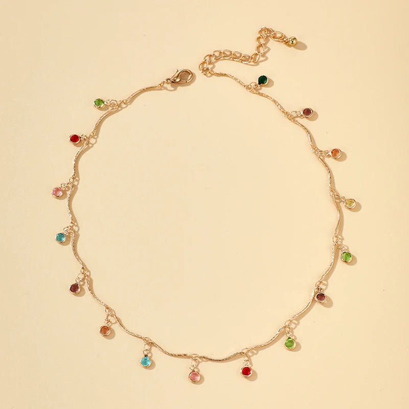 Colar Choker com Pingente e Tassel Colorido