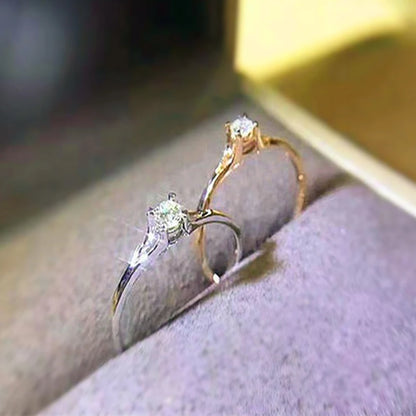 Anel de Noivado Minimalista com Zirkônia 4mm