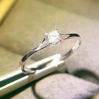 Anel de Noivado Minimalista com Zirkônia 4mm