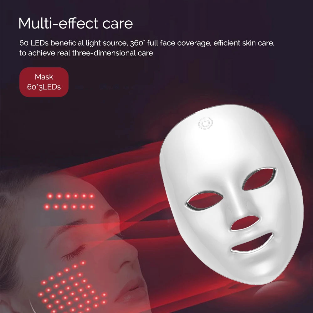 Máscara Facial LED Recarregável 7 Cores — Rejuvenescimento