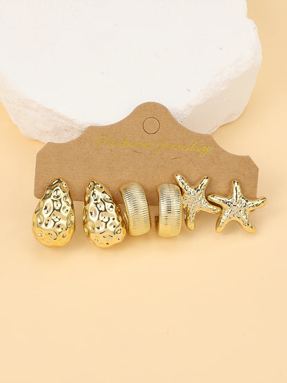 Kit de Brincos Estrela do Mar, Concha e Gota (3 a 6 Pares)