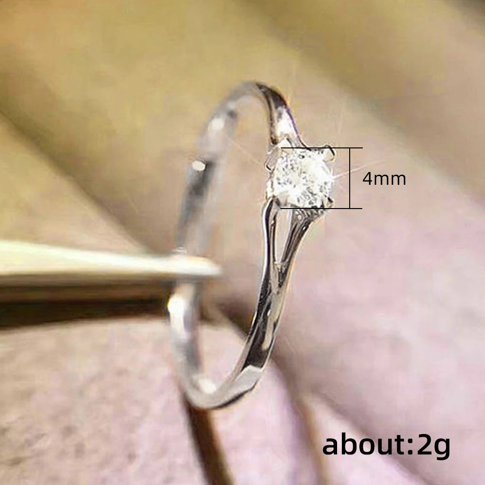 Anel de Noivado Minimalista com Zirkônia 4mm