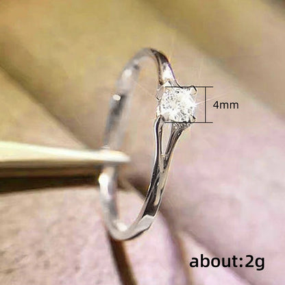 Anel de Noivado Minimalista com Zirkônia 4mm