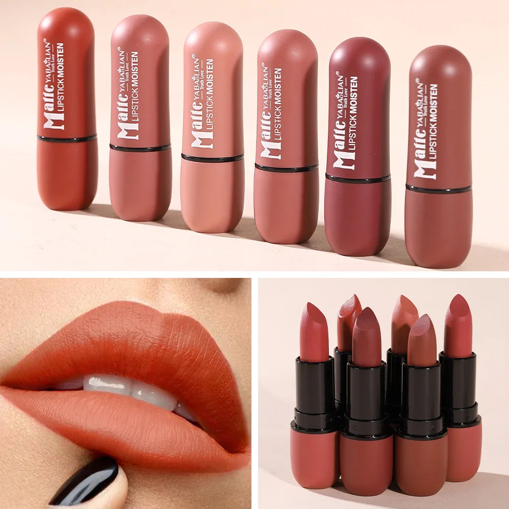 Batom Matte 6 Cores — Longa Duração e à Prova d'Água