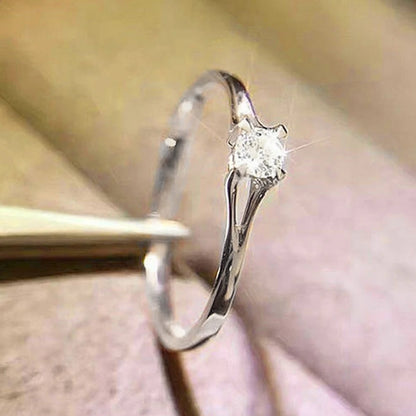 Anel de Noivado Minimalista com Zirkônia 4mm