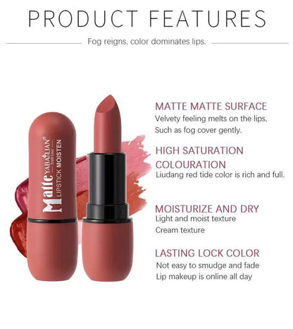 Batom Matte 6 Cores — Longa Duração e à Prova d'Água