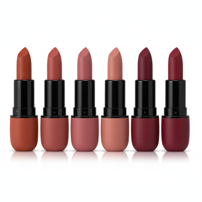 Batom Matte 6 Cores — Longa Duração e à Prova d'Água