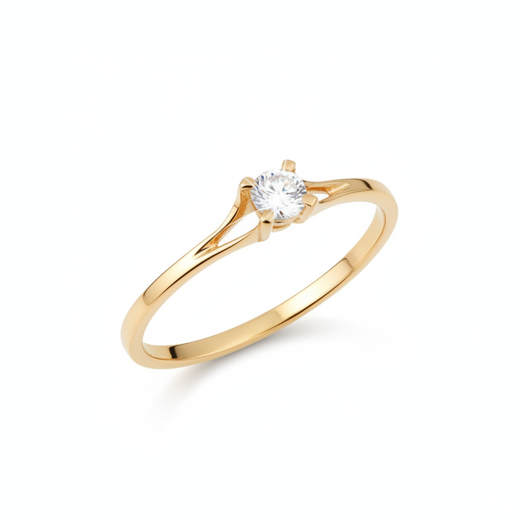 Anel de Noivado Minimalista com Zirkônia 4mm